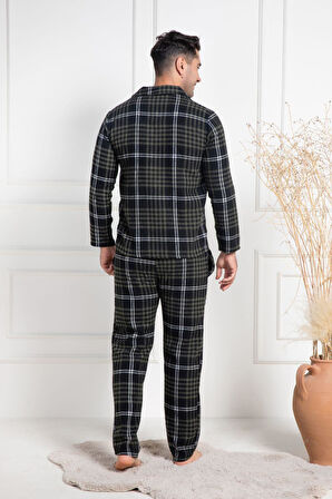 Mecit 2950 Yeşil Ekoseli Büyük Beden Kışlık Erkek Pijama Takımı