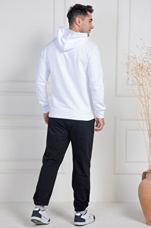 Mecit 2975 Bordo %100 Pamuk Kapüşonlu Spor Model Büyük Beden Erkek Pijama Takımı