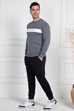 Mecit 2976 Gri İki İp Örme Spor Model Erkek Pijama Takımı