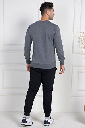 Mecit 2976 Gri İki İp Örme Spor Model Erkek Pijama Takımı