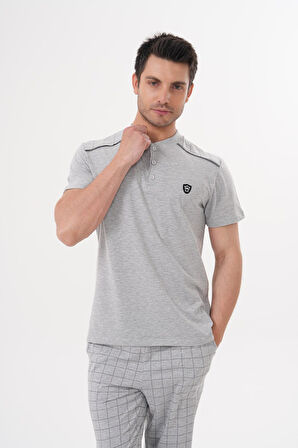 Mecit 2981 Gri Büyük Beden Kısa Kollu Erkek Pijama Takımı