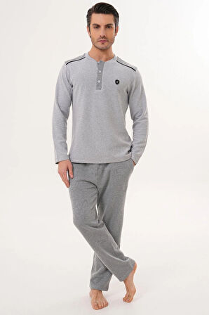 Mecit 2998 Gri Selanik Kumaş Kışlık Erkek Pijama Takımı
