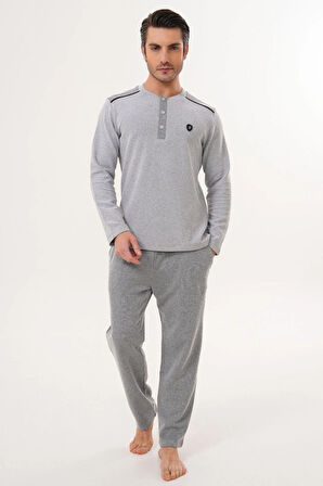 Mecit 2998 Gri Selanik Kumaş Kışlık Erkek Pijama Takımı