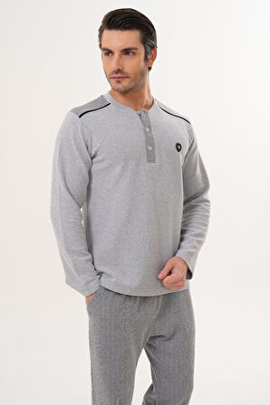 Mecit 2998 Gri Selanik Kumaş Kışlık Erkek Pijama Takımı