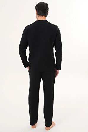 Mecit 2998 Siyah Selanik Kumaş Kışlık Erkek Pijama Takımı