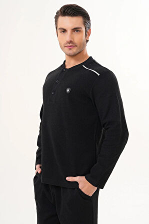 Mecit 2998 Siyah Selanik Kumaş Kışlık Erkek Pijama Takımı