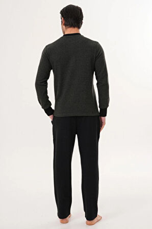 Mecit 2999 Yeşil-Siyah Selanik Kumaş Kışlık Erkek Pijama Takımı