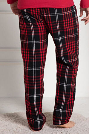 Mecit 3027 Erkek Kırmızı Ekoseli Tek Pijama Altı