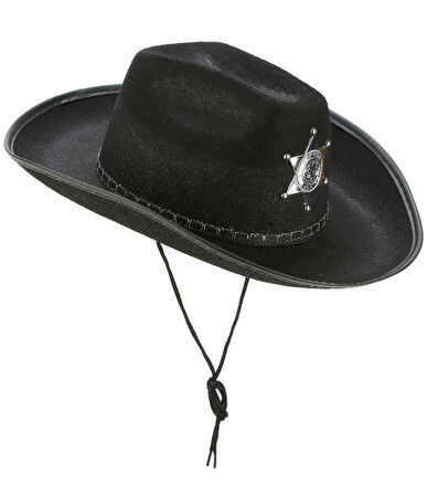 Çocuk Kovboy Şapkası Sheriff Şapkası Siyah Renk (4767)
