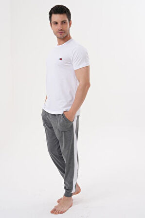 Mecit 4000 Erkek Beyaz Füme Büyük Beden Pijama Takımı