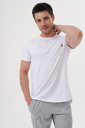 Mecit 4000 Erkek Beyaz Gri Büyük Beden Pijama Takımı