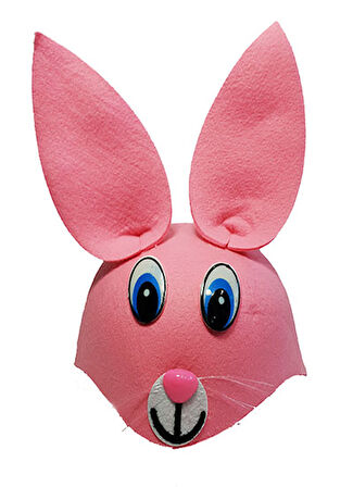 Pembe Renk Kulaklı Tavşan Şapkası Hayvan Şapkası (4767)