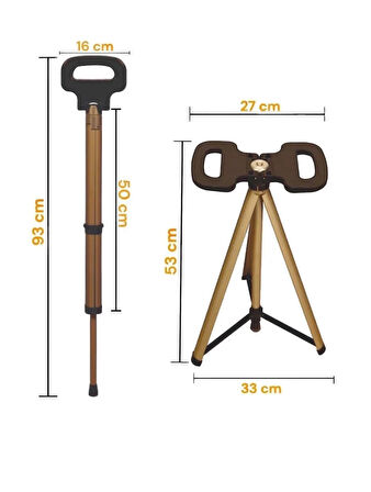 Katlanabilir Baston Tabure Walking Stick And Portable Stoo