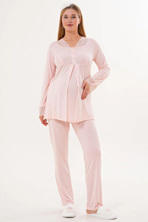 Mecit 5808 Pudra Hamile Lohusa Pijama Takımı