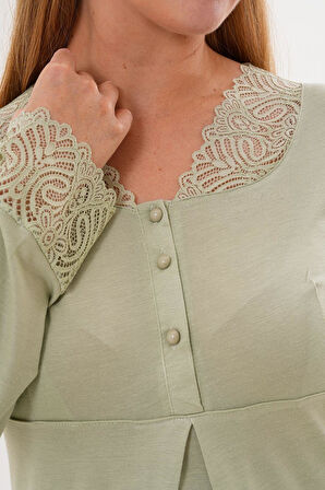 Mecit 5808 Yeşil Hamile Lohusa Pijama Takımı