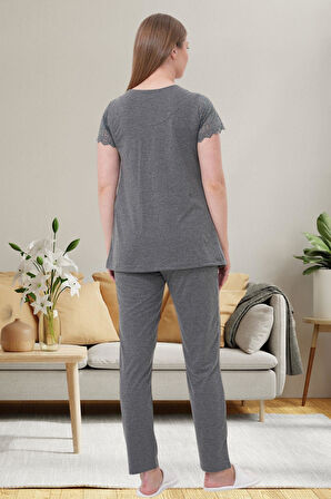 Mecit 6056 Füme Hamile Lohusa Pijama Takımı