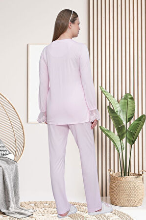 Mecit 6300 Pembe Dantelli Hamile Lohusa Pijama Takımı