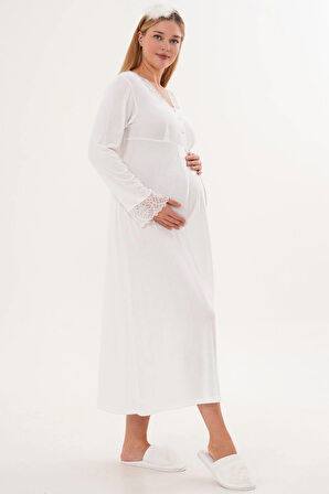 Mecit 6305 Ekru Hamile Lohusa Gecelik