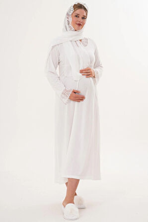 Mecit 6305 Ekru Hamile Lohusa Gecelik