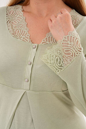 Mecit 6305 Yeşil Hamile Lohusa Gecelik