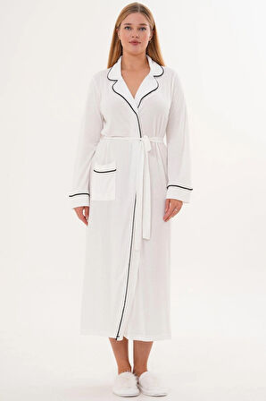 Mecit 6309 Ekru Kadın Uzun Sabahlık