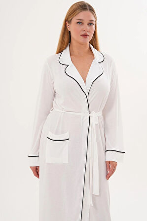 Mecit 6309 Ekru Kadın Uzun Sabahlık