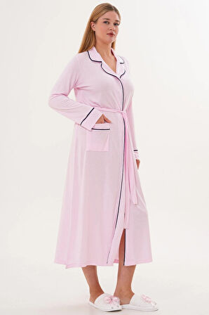 Mecit 6309 Pembe Kadın Uzun Sabahlık