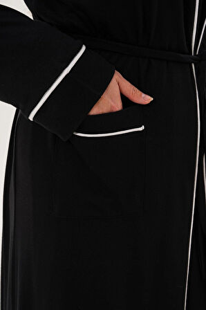 Mecit 6309 Siyah Kadın Uzun Sabahlık