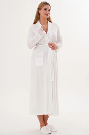 Mecit 6330 Ekru Sabahlıklı Lohusa Pijama Takımı