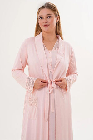 Mecit 6331 Pudra Sabahlıklı Lohusa Gecelik Takım