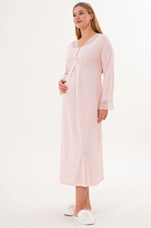 Mecit 6331 Pudra Sabahlıklı Lohusa Gecelik Takım