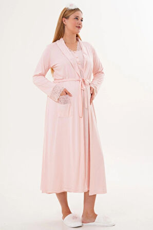 Mecit 6332 Pudra Sabahlık Gecelik Pijama Hamile Lohusa Set