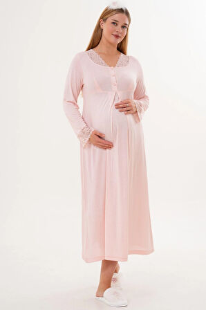 Mecit 6332 Pudra Sabahlık Gecelik Pijama Hamile Lohusa Set