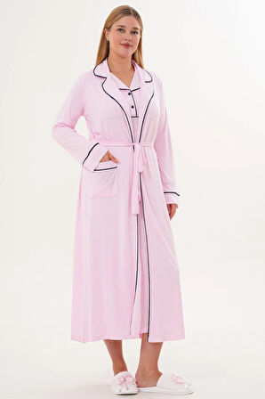 Mecit 6334 Pembe Kadın Sabahlıklı Gecelik Takım