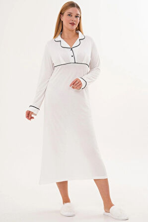 Mecit 6335 Ekru Kadın Sabahlık Gecelik Pijama 4'lü Set