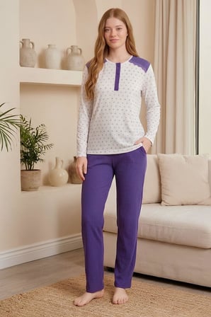 Mecit 6355 Mor Büyük Beden Kadın Pijama Takımı