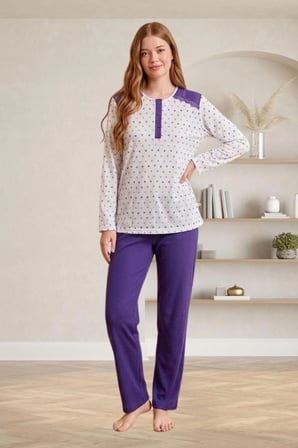 Mecit 6355 Mor Büyük Beden Kadın Pijama Takımı
