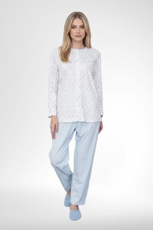 Mecit 6387 Mavi Büyük Beden Kadın Sabahlık Gecelik Pijama Takımı