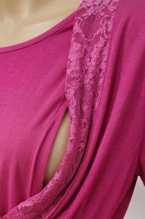 Mecit 6406 Fuşya Dantel Sabahlıklı Lohusa Pijama Takımı