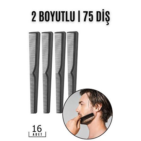 16 ADET Sakal Bıyık Saç Tarağı Jess Design 718689 Toptan Paket