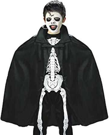 Siyah Renk Yakalı Halloween Pelerini 90 Cm