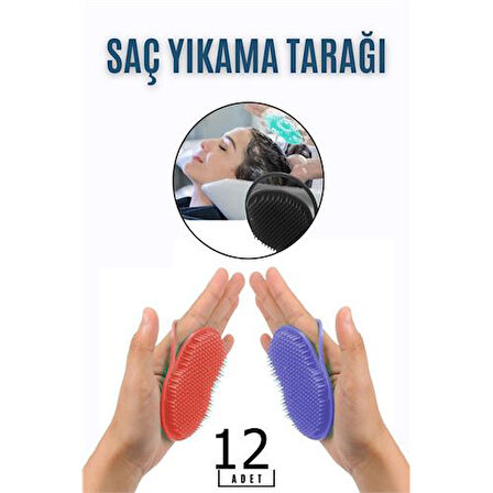 12 ADET Saç Yıkama Tarağı Avuçiçi Belgiqa Design 718692 Toptan Paket