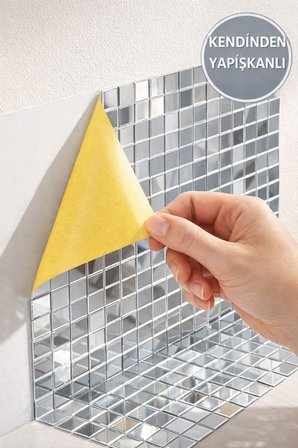 Kendinden Yapışkanlı Aynalı Mozaik Fayans Sticker Kare Cam Ayna Dekor Panel 30x30 Cm DIY Duvar Dekoru
