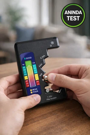 Evrensel Pil Test Cihazı AA AAA C D 9V Pil Ölçer Mini Pil Seviye Ölçüm Test Aparatı