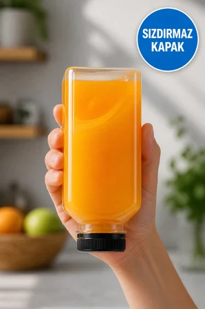 100’lü 300 ML PET Smoothie Detoks Meyve Suyu Şişesi Doğum Günü Kafe İçecek Şişesi Seti