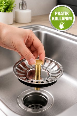 Paslanmaz Çelik Lavabo Gider Süzgeci 8 cm Mutfak Banyo Atık Önleyici Filtre Tıpası