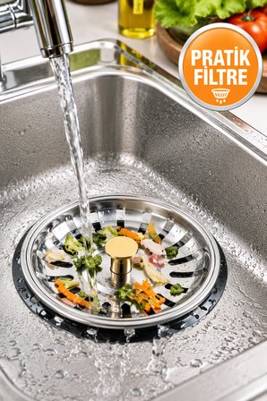 Paslanmaz Çelik Lavabo Gider Süzgeci 8 cm Mutfak Banyo Atık Önleyici Filtre Tıpası