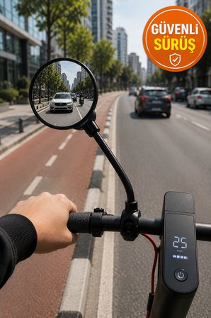 360° Ayarlanabilir Bisiklet Aynası Gidon Bağlantılı Geniş Açılı Motosiklet Scooter Dikiz Aynası