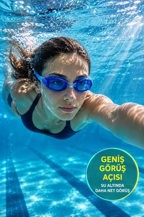 UV Korumalı Buğu Önleyici Yüzücü Gözlüğü Mavi Ayarlanabilir Profesyonel Deniz Havuz Gözlüğü
