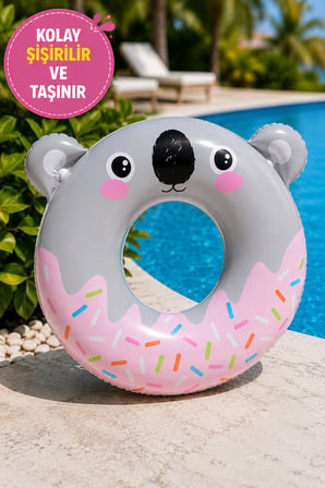 Çocuk Deniz Simidi Koala Desenli Şişme Yüzme Simidi Havuz Deniz Can Simidi Yaz Tatil Oyuncağı
